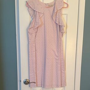 LOFT Light Pink Eyelet Ruffle Dress